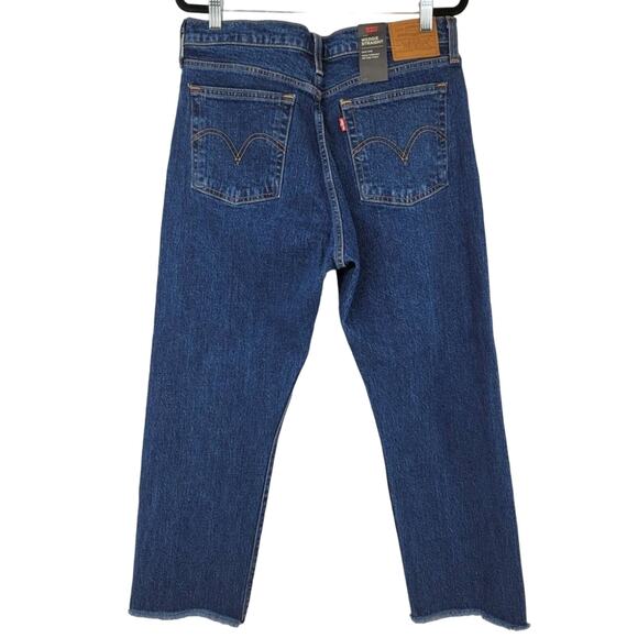 Levi’s High Rise Dark Wash Button Fly Wedgie Straight Jeans NWT Size 31 - Picture 3 of 8
